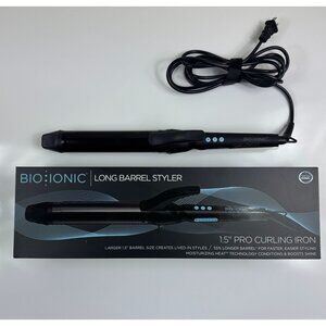 BIO IONIC Long Barrel Curling Iron Styler 1.5-Inch Black Nanoionic Beachy Waves